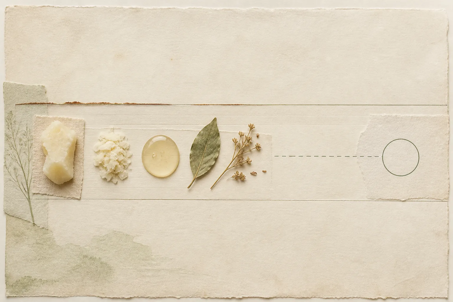 Editorial ingredient swatches leading to an open, unresolved availability marker.